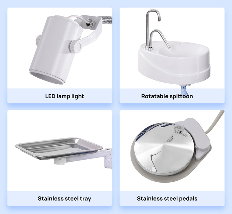 Portable Dental Mobile Chair Folding Chair with LED Light + Air Turbine Unit + Dental Tray